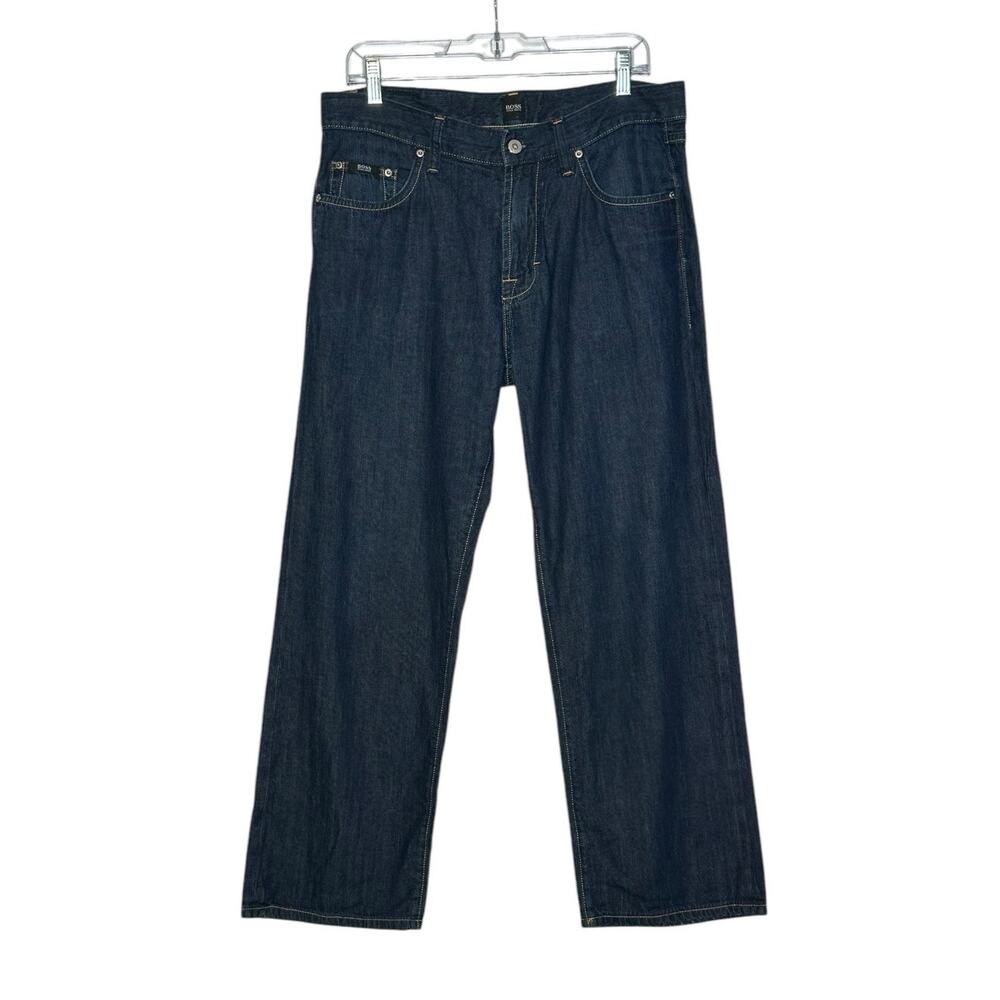 Hugo Boss blue straight wider legs baggy jeans size 34